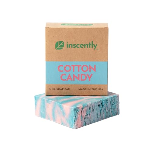 Cotton Candy Scented Bar Soap - Infused with Organic Shea Butter - USA Made with Natural Oils & Sustainable Ingredients - Handmade, Moisturizing, Vegan, Gentle for All Skin Types - Cruelty Free - 5 oz