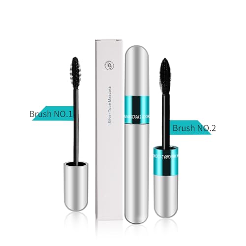 2 Pack 4D Silk Fiber Mascara - 5x Longer, Waterproof Black
