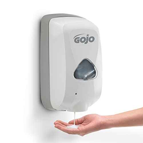 GOJO Premium Foam Antibacterial Handwash, Fresh Fruit Scent, TFX Starter Kit, 1-1200 mL Foam Hand Soap Refill + 1 TFX Dove Grey Touch-Free Soap Dispenser - 5362-D1
