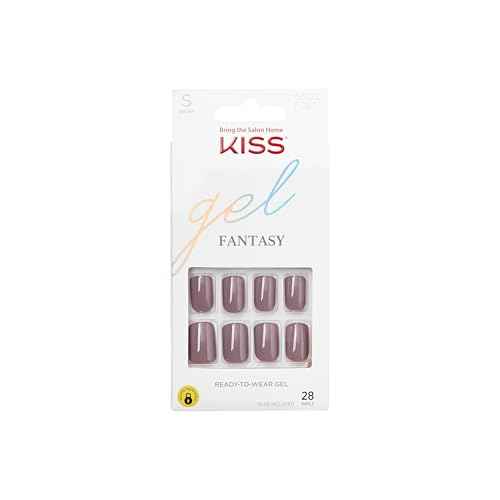 KISS Gel Fantasy, Press On Nails, Nail glue included, 'Temporary Feels', Gray, Short Size, Squoval Shape, Includes 28 Nails, 2g Glue, 1 Manicure Stick, 1 Mini file