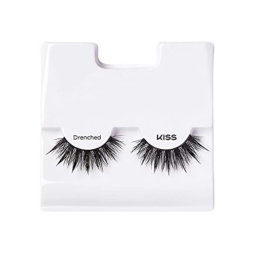 KISS Lash Drip False Eyelashes, Spiky X Boosted Volume, Unique Wet Look Hydrated Effect, Multi-Length Rewearable Fake Eyelashes, Wispy Crisscross Lash Pattern, Style ¡®Drenched¡¯, 1 Pair (Pack of 2)