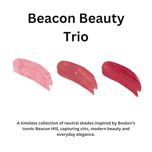 Beacon Beauty Trio - 3-Piece Hydrating Lip Gloss Set, Glossy Shine, Sheer & Buildable Color, Aloe & Spearmint- Vegan, Cruelty-Free, Gluten Free