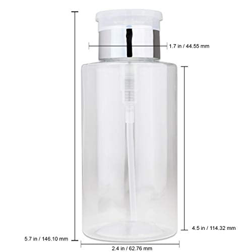 PANA 10oz Push Down Pump Dispenser Flip Top Cap Refillable Empty Bottle - Color: Silver - Lockable Travel Cosmetic Packaging Empty Bottle for Nail Polish Manicure