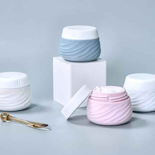 Travel Containers for Toiletries, Silicone Jars with Lid Eternal Moment, TSA Approved Travel Size Bottles with Clear Bag, Leak-proof Traveling Accessories Cosmetic for Lotion Face Body Cream (4 Pack)