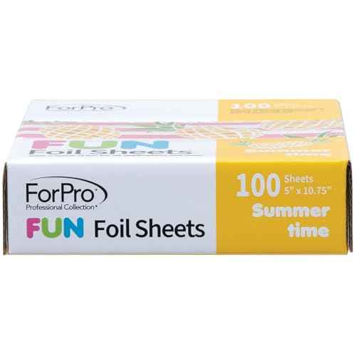ForPro FUN Summertime 5" Foil Sheets, Aluminum Hair Foils for Color Application and Highlighting Services, Food Safe, Pop-Up Dispenser, 5¡± W x 10.75¡± L, 100-Count