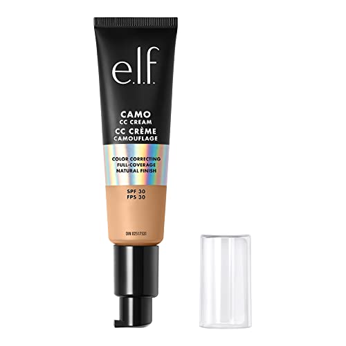 e.l.f. Camo CC Cream, Color Correcting Medium-To-Full Coverage Foundation with SPF 30, Medium 330 W, 1.05 Oz (30g)