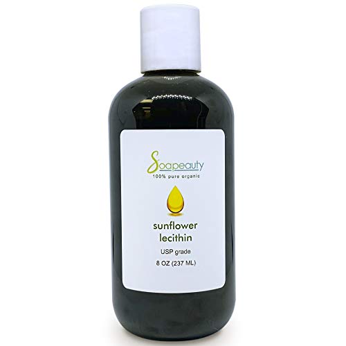 SUNFLOWER LECITHIN Liquid Oil | Cold Pressed Unrefined | USP Grade Unbleached 100% Pure Natural Sunflower Lecithin Oil | Skin Moisturizer, Soap Making, Lotion | 8 fl oz