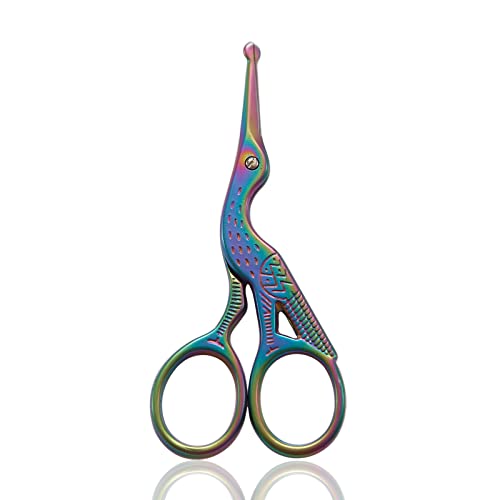Nose Hair Scissors Rounded Tip Facial Hair Scissors Blunt Tip for Eyebrows Mustache, Eyelashes, Beard Trimming (Rainbow)