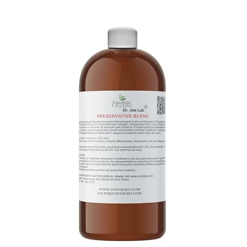 Dr Joe Lab Cosmetic Preservative Blend Dehydroacetic Acid & Benzyl Alcohol - DIY Skin Care Lotion Making Cream Makeup Remover Oil-In-Water Butter Moisturizer Wash Conditioner Formulas (32 oz)