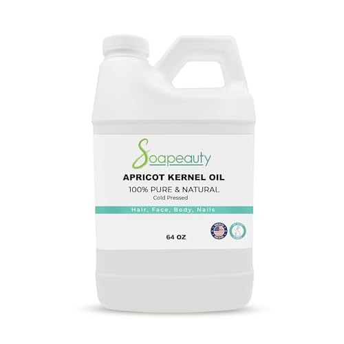 Soapeauty Apricot Kernel Oil Cold Pressed 100% Pure Natural Apricot Oil for Skin, Face, Hair Carrier for Essential Oils, Massage | 64 fl oz