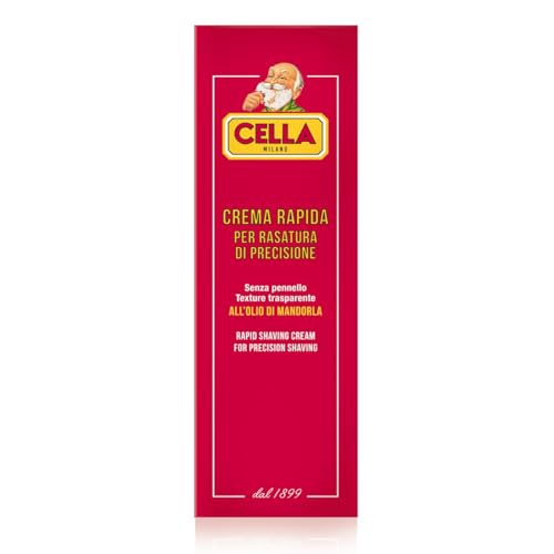 CELLA MILANO, Brushless Fast Shaving Cream for Precision Shaving, Transparent, Delivers for a Smooth Shave, Great for Prrecision Edging of Beards, Sideburns and Moustaches, 5.2 oz, Made in Italy