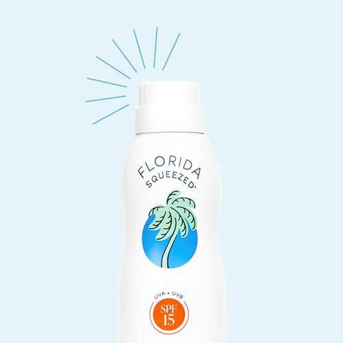 Florida Squeezed SPF 15 Sunscreen Water Resistant Spray|6oz|Vegan and Hawaii 104 Reef Act Compliant (Octinoxate & Oxybenzone Free) Broad Spectrum Moisturizing Sunscreen. Paraben & Phthalate Free.