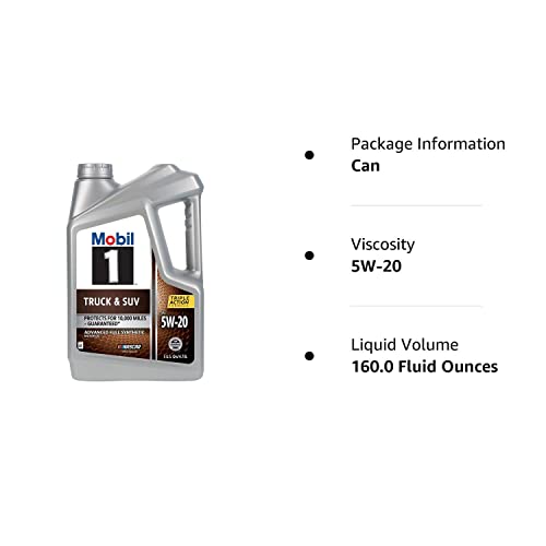 Mobil 1 Truck & SUV Full Synthetic Motor Oil 5W-20, 5 Quart