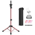 Pink Adjustable Wig Head Stand 50 Inch Tripod for Salon & Styling