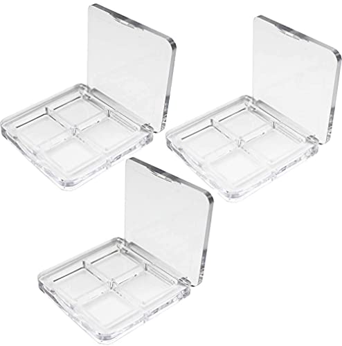 3Pcs Clear Eyeshadow Palette Box with 4 Grids DIY Refillable