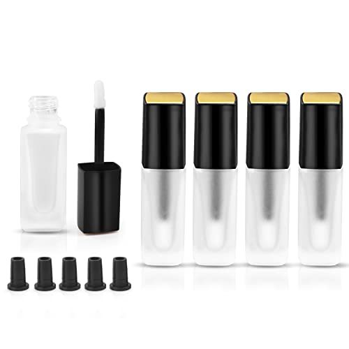 5 Pcs 5ml Frosted Glass Lip Gloss Tubes with Wands & Stoppers