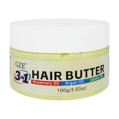 GZE 3-in-1 Hair Butter with Rosemary, Argan & Jojoba Oil for Curly, Damaged & Dry Hair