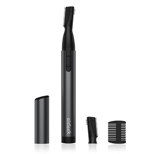 Upgraded Eyebrow Trimmer for Men, Precision Detailer, Battery-Powered Eyebrow Razor with Rinseable Blade, Facial Hair Trimmer with Comb, Compact Pen-Size, Safe Painless Shaver