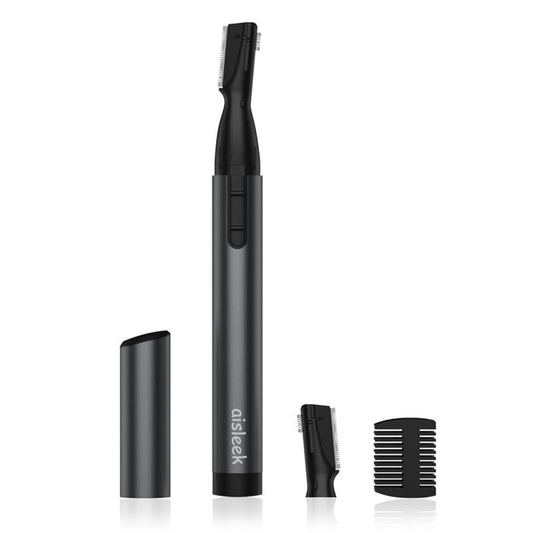 aisleek Upgraded Eyebrow Trimmer, Precision Detailer Facial Hair Trimmer with Rinseable Blade, Battery Powered Eyebrow Razor with Comb, Compact Pen-Size Safe Painless Shaver for Men Women
