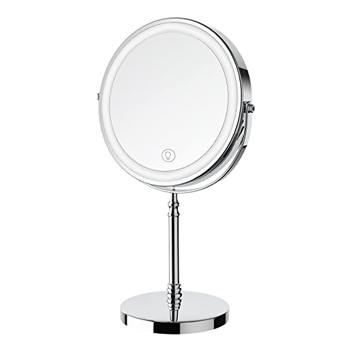 DEIOVWXS Rechargeable Makeup Mirror with 3 Lights & 10X Magnification