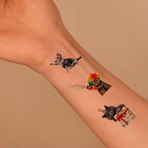 60 Cat Temporary Tattoos - Waterproof Party Favors