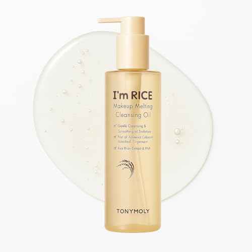 TONYMOLY I¡¯m Rice Makeup Melting Cleansing Oil ? 215ml | Gentle Cleanser for Sensitive Skin | Removes Makeup & Impurities | Rice Bran Oil + PHA | Non-Comedogenic, Fragrance-Free, Korean Skincare