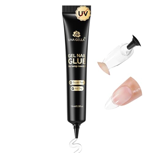 UNA GELLA No UV Light Gel Nail Glue - Strong Hold Air-Dry Formula (15ml)