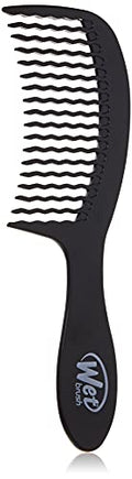 Wet Brush Detangling Comb - Black Wide Tooth Hair Detangler with WaveTooth Design - Pain-Free, Gentle on Scalp - 1 Count