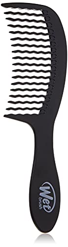 Wet Brush Detangling Comb - Black Wide Tooth Hair Detangler with WaveTooth Design - Pain-Free, Gentle on Scalp - 1 Count
