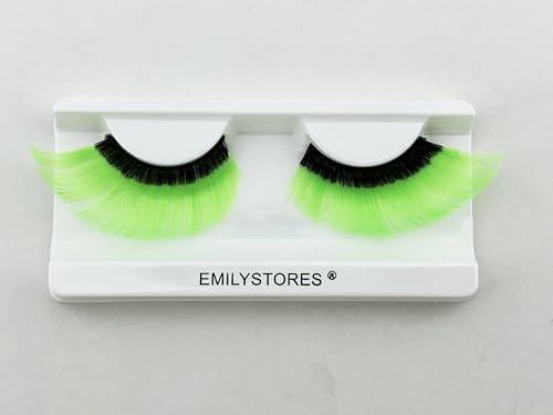Black & Neon Green False Eyelashes – Halloween Costume Lashes