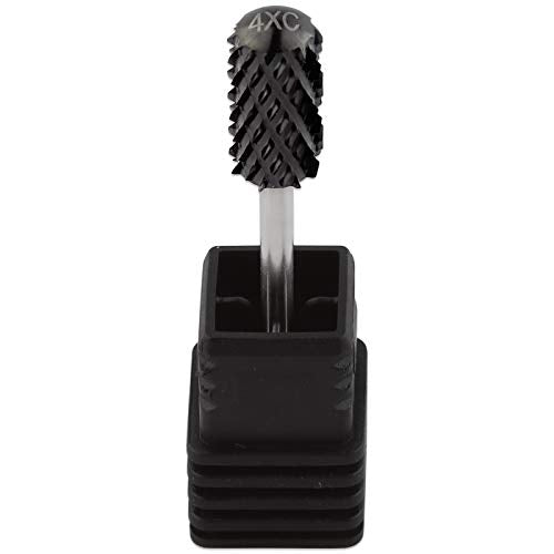 PANA Smooth Top Large Barrel 3/32" Shank Size - (DLC Black, 4X Coarse Grit) - Fast remove Acrylic or Hard Gel Nail Drill Bit for Manicure Pedicure Salon Professional or Beginner