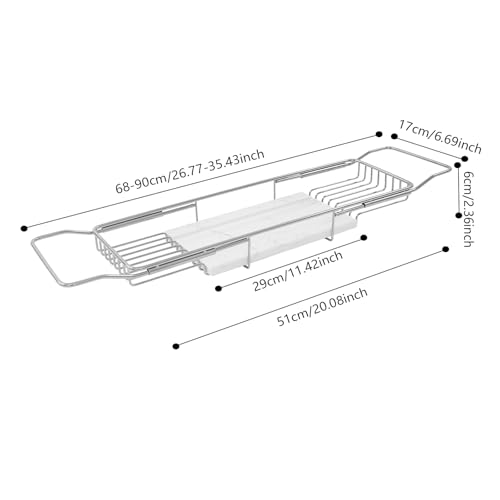 Expandable Stainless Steel Bathtub Tray with Marble Groove