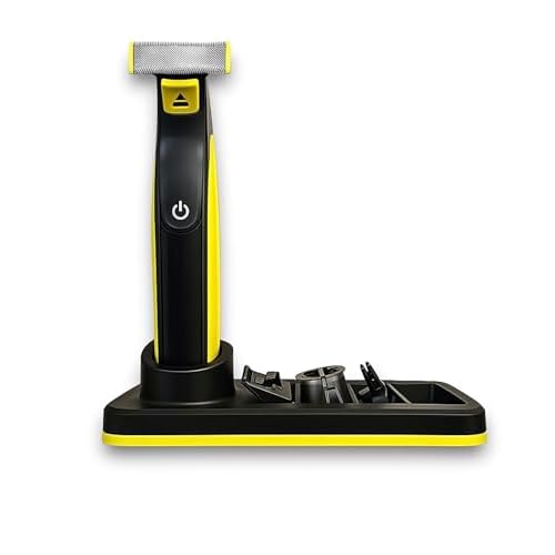 Shaver Stand compatible with Philips OneBlade Shaver Organizer, Black with Yellow Accent, Counter Storage Holder