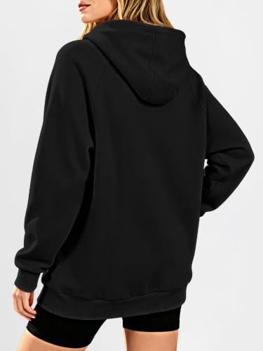 ANRABESS Women's Oversized V-Neck Hoodie Sweatshirt - Cozy Fleece