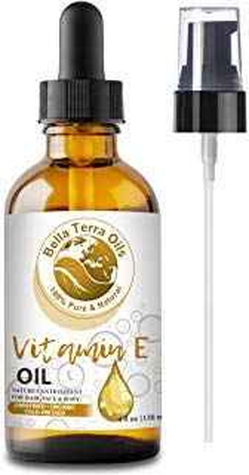 Bella Terra Oils - Organic Vitamin E Oil 4oz - Unveiling Organic Wheat Germ's Organic Vitamin Excellence, Rich in D-Alpha Tocopherol & Fatty Acids, Essence of Skin Nourishment