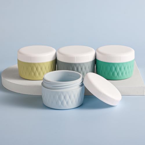 Leakproof Travel Silicone Cream Jars - 2oz TSA Approved (4 Pack)