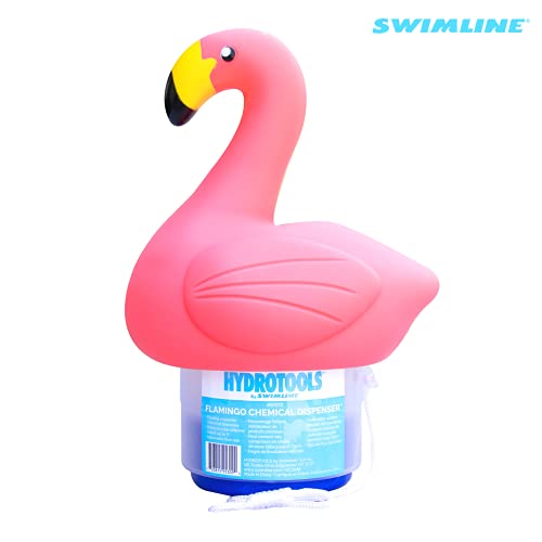 SWIMLINE HYDROTOOLS 87273 Flamingo Large Capacity Pool & Spa Chemical Dispenser | Compatible With Bromine & Chlorine Supports 1-3’’ Tablets | Adjustable For Customizable Flow Rate | Cost Effective