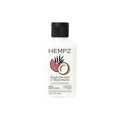 Hempz Herbal Body Moisturizer, Pearl White, Fresh Coconut/Watermelon, 2.25 Ounce