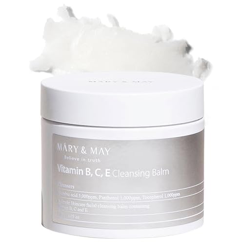 Mary&May Vitamin B, C, E Cleansing Balm - Oil Balm Gentle Makeup Remover and Skin Purifier for Glowing, Clear Skin - Hypoallergenic and Cruelty-Free, EWG ingredients, 4.06oz.