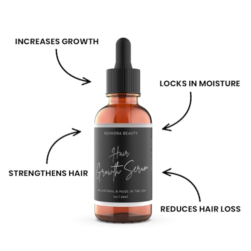 Rennora Hair Growth Serum 1 Fl Oz (Pack of 2) - Peppermint, Nettle & Rosemary Oil for Black Hair Growth