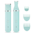 Bikini Trimmer for Women,2 in 1 Personal Elecrtric Razor Shaver Rechargeable with Snap-in Ceramic Blades,Lady Pubic Hair Private Area Legs Arms,Green