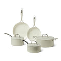 Amazon Basics Linen Gray Ceramic Nonstick Cookware 8-Piece Set - Oven & Dishwasher Safe, Induction Compatible