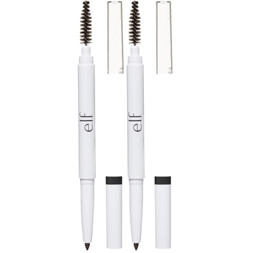 e.l.f. Instant Lift Brow Pencil,Dual-Sided,Precise,Fine Tip,Shapes,Defines,Fills Brows,Contours,Combs,Tames,0.006 Oz,Deep Brown,(Pack of 2)