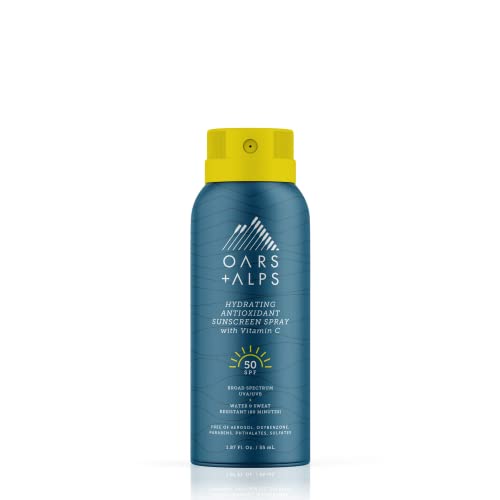 Oars + Alps Hydrating SPF 50 Sunscreen Spray, Infused with Vitamin C and Antioxidants, Water and Sweat Resistant, TSA Friendly, 1.87 Oz