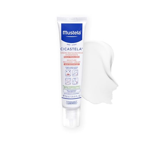 Mustela Baby Moisture Recovery Cream with Natural Avocado & Hyaluronic Acid - Fragrance-Free, 1.35 fl oz