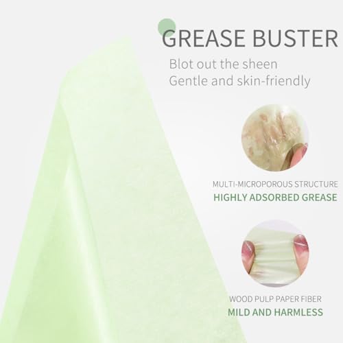 Oil Blotting Sheets for Face - 300 Sheets with Mirror & Puff
