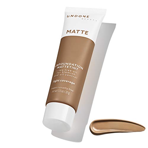 Undone Beauty Light Coverage Matte Foundation with Tea Tree Oil Absorbing & Blemish Control, Rich Honey Medium Guarantee