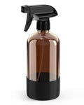 Black 16 oz Amber Glass Spray Bottle with Silicone Sleeve for Essential Oils & Home Use