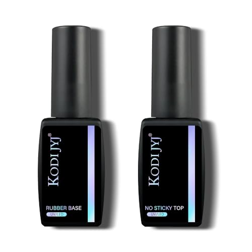 KODI JYJ Rubber Base Gel Polish & No Wipe Top Coat Set 12ml - Long-Lasting Manicure Kit
