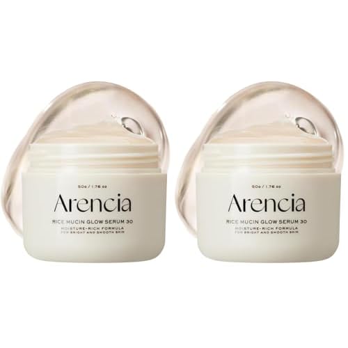 Arencia Rice Mucin Overnight Glow Face Mask Serum 30, 1.76 oz, Plumps Skin with Hyaluronic Acid (Pack of 2)